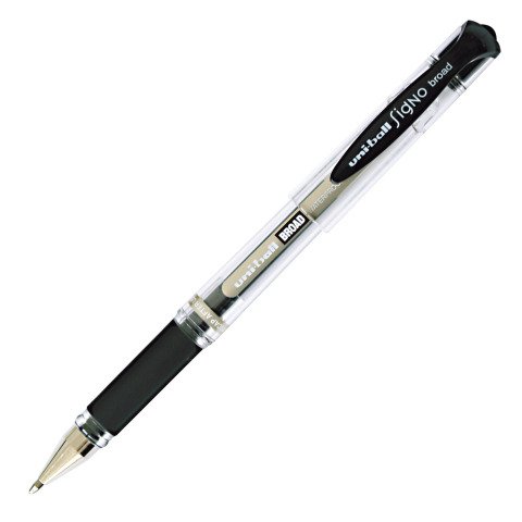 Bolígrafo roller Uni Ball Signo Broad con capuchón negro