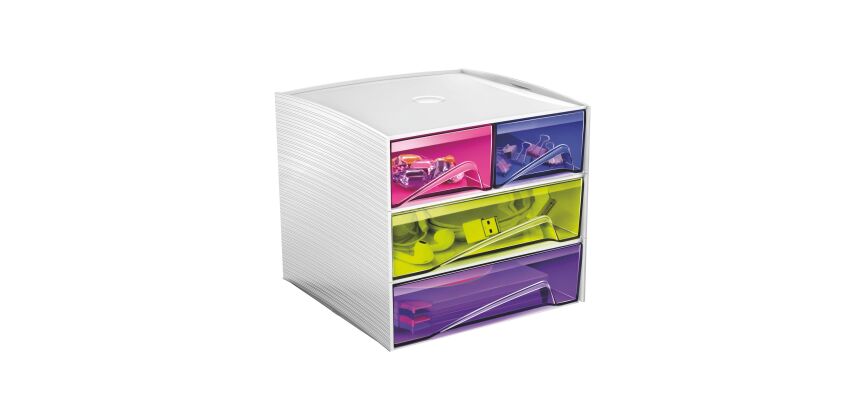 Mini module de rangement plastique Cep My Cube 4 tiroirs multicolores