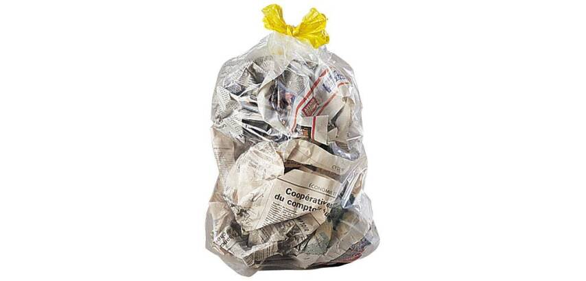 Sac poubelle 30 litres à liens coulissants transparent - 100 sacs
