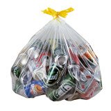 Sac poubelle 50 litres à liens coulissants transparent - 100 sacs