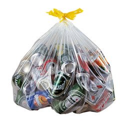 Sac poubelle 50 litres à liens coulissants transparent - 100 sacs