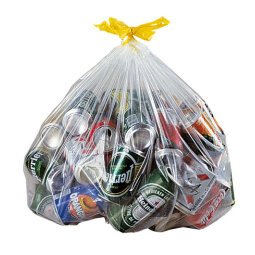 Sac poubelle 50 litres à liens coulissants transparent - 100 sacs