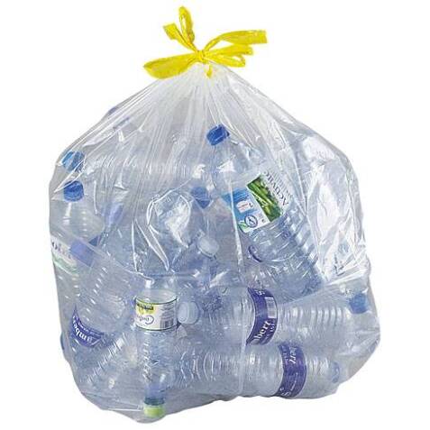 Sac poubelle 100 litres à liens coulissants transparent - 100 sacs