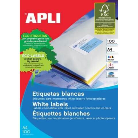 Etiquetas para impresora 99,1 x 67,7 mm Apli 2420 - Paquete de 100