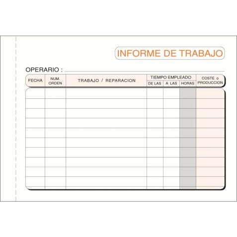 Talonario Informe Trabajo 150 x 105 Castellano