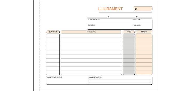 Talonario Entrega 210x150 Triplicado Catalán