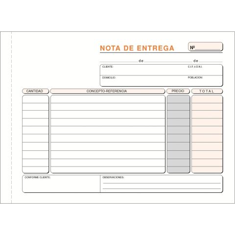 Talonario Entrega 210 x 150 Duplicado Castellano