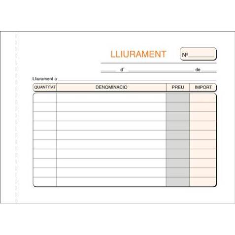 Talonario Entrega 150 x 105 Duplicado Catalán