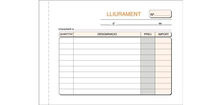 Talonario Entrega 150 x 105 Duplicado Catalán