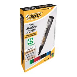 BIC Permanent Marker Marking 2000 Bullet point Black / Bleu / Green / Red Pack 4