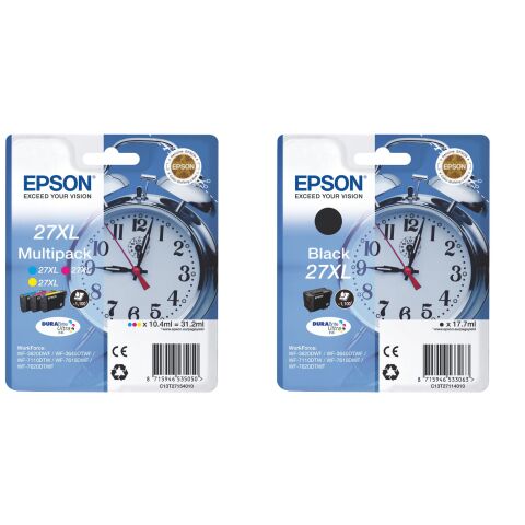 Epson 27XL Pack de 4 cartuchos originales negro + 3 colores