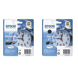 Epson 27 pack of 4 cartridges 1 black and 3 colour for inkjet printer