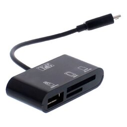 Puerto USB combinado + Lector tarjetas SD/Micro SD TnB color negro