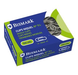 Clips niquelados nº1,5 26 mm Bismark - Caja de 100