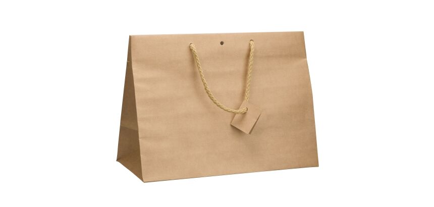 Sac boutique brun chic poignées cordelières 29 x 39 x 18 cm - Carton de 10