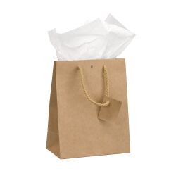 Sac boutique brun poignées cordelières 23 x 18 x 10 cm - Carton de 10