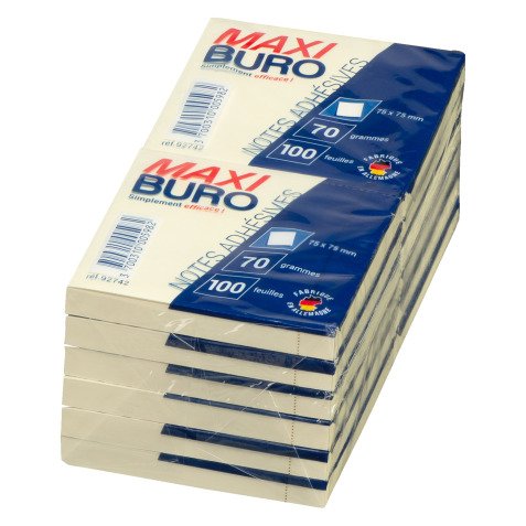 Notes repositionnables jaunes 75 x 75 mm - Maxiburo