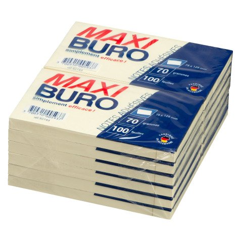 Notes repositionnables jaunes 75x125 mm - Maxiburo - bloc de 100 feuilles