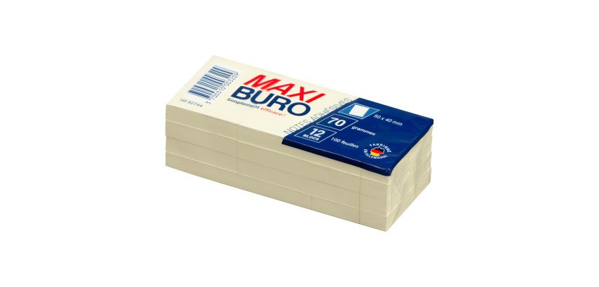 Herkleefbare notes geel Maxiburo formaat 40 x 50 mm