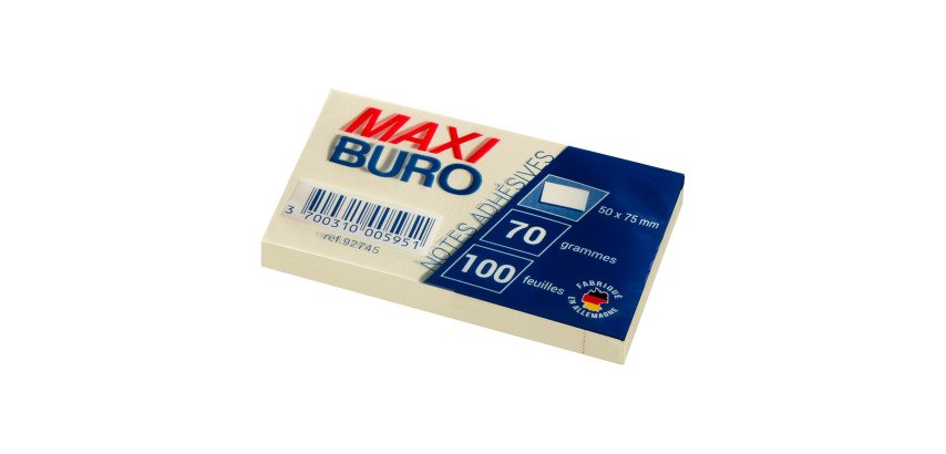 Herkleefbare notes geel Maxiburo formaat 50 x 75 mm