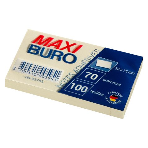 Notes repositionnables Jaunes 50 x 75 mm - Maxiburo