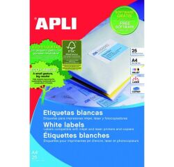 Etiquetas para impresora 210 x 297 mm Apli 1215 -Blíster 25 hojas A4