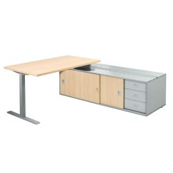 Bureau Idea avec retour sur console et caisson intégré