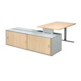 Desk Optyma with side on auxiliary cupboard and integrated drawer cabinet