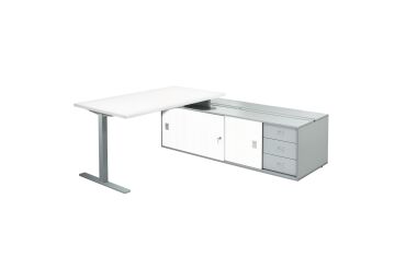 Bureau Optyma avec retour sur console et caisson intégré