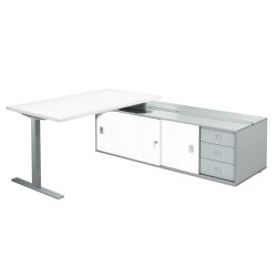 Bureau Optyma avec retour sur console et caisson intégré