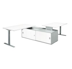 Set of 2 desks Optyma with side on central auxiliary cupboard