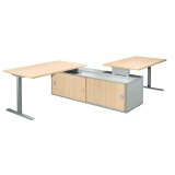 Set of 2 desks Optyma with side on central auxiliary cupboard
