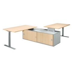 Set von 2 Schreibtische Optyma mit Seite auf zentrale Beistellschrank