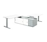 Pôle 2 Bureaux Idéa avec retour sur console centrale et caisson intégré