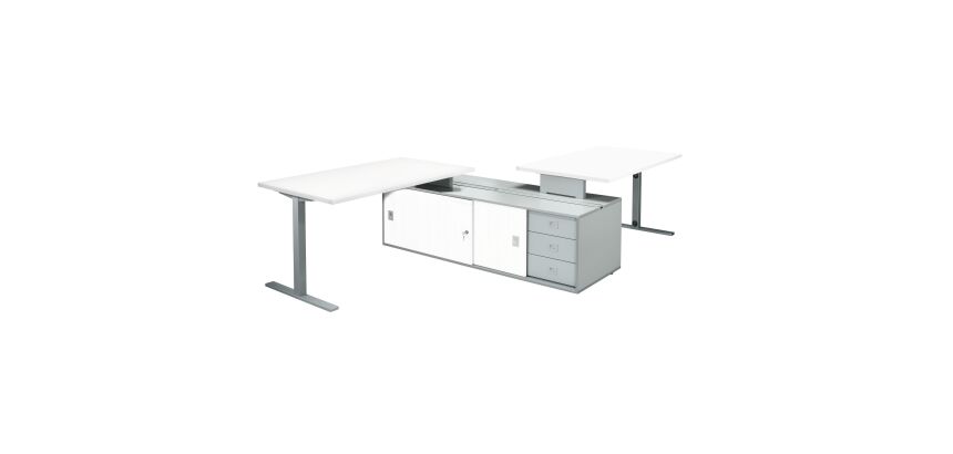 Pôle 2 Bureaux Idéa avec retour sur console centrale et caisson intégré