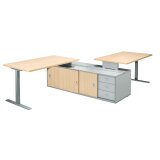 Set of 2 desks Optyma with side on central auxiliary cupboard and integrated drawer cabinet