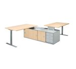 Pôle 2 Bureaux Optyma avec retour sur console centrale et 2 caissons intégrés