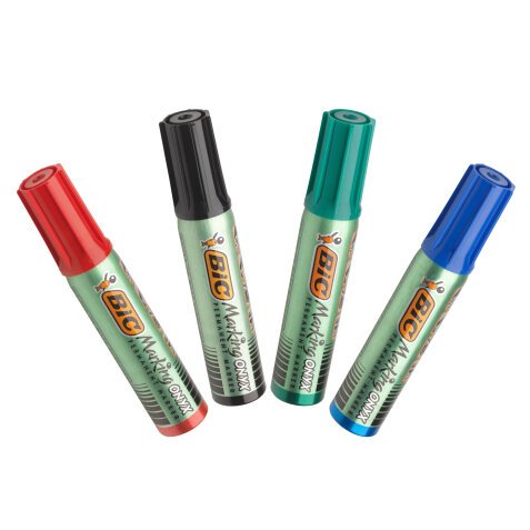 Permanent marker Bic Onyx Marker Mini slanted point 2.7 to 6.2 mm - Pack of 4 assorted colours