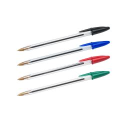 Stylo bille Bic Cristal écriture fine. Pochette de 10 couleurs classiques
