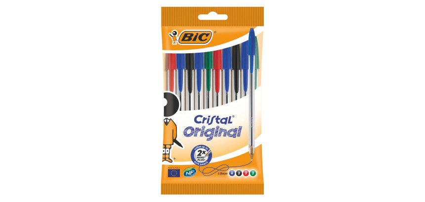 Penne a sfera BIC Cristal Original punta 1mm assortiti 10 pezzi