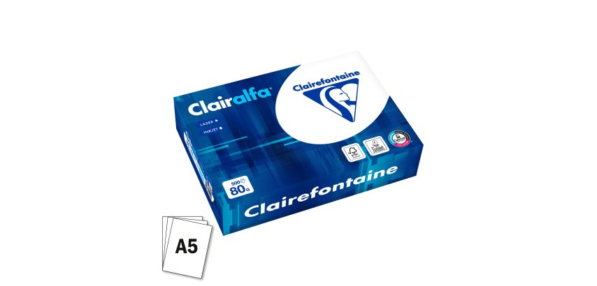 Papier A5 blanc 80 g Clairefontaine Clairalfa - Ramette de 500 feuilles