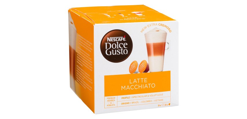 Doos met 16 koffiecapsules Nescafé Dolce Gusto Latte Macchiato