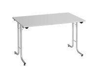 Table rectangulaire pliante plateau gris clair L 120 x P 70 cm - Classique - piétement aluminium