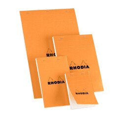 Bloc de bureau Rhodia 11 x 17 cm agrafé orange n°14 - quadrillé 5 x 5 - 80 pages