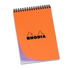 Schrijfblok Rhodia oranje spiraal 80 bladen geruit 5 x 5 n°16 formaat 14,8 x 21 cm