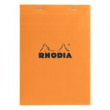Writing block Rhodia orange stapled 80 sheets 5 x 5 n°16 size 14.8 x 21 cm