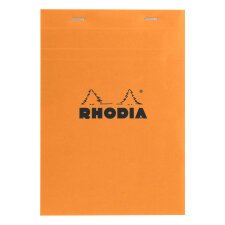 Writing block Rhodia orange stapled 80 sheets 5 x 5 n°16 size 14.8 x 21 cm