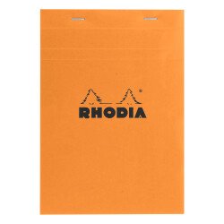 Writing block Rhodia orange stapled 80 sheets 5 x 5 n°16 size 14.8 x 21 cm