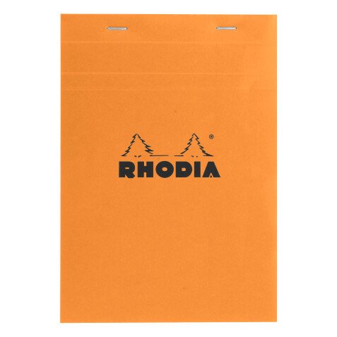 Bloc de bureau Rhodia 14,8 x 21 cm agrafé orange n°16 - 5 x 5 - 80 feuilles