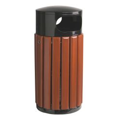 Round waste bin 40 liters Rossignol outside wood